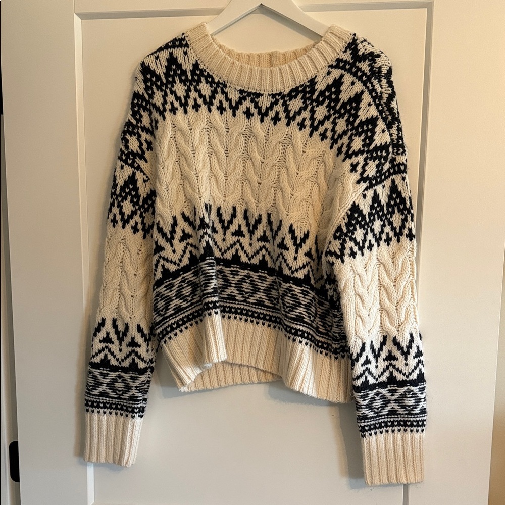Z Supply Black and Cream Patterned Sweater